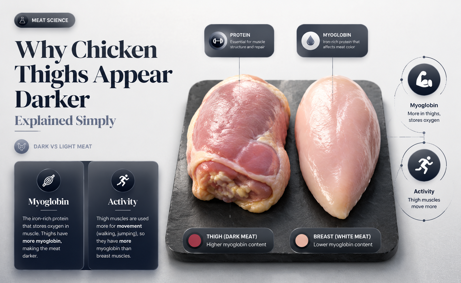 are chicken thighs darker than breast