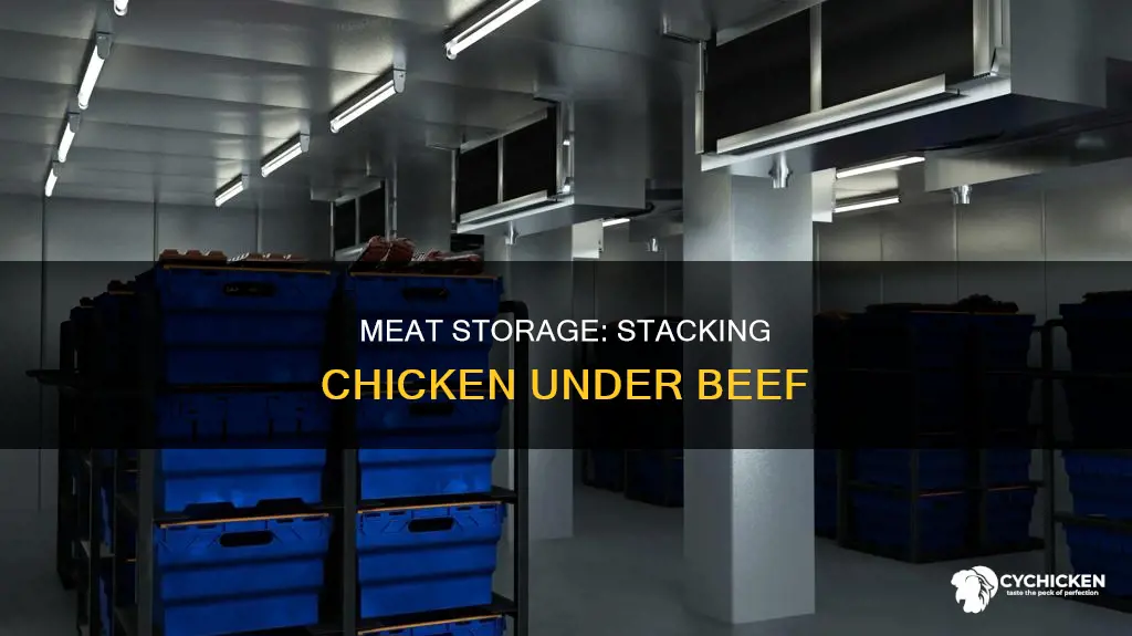 why do you store chicken under beef in fridge