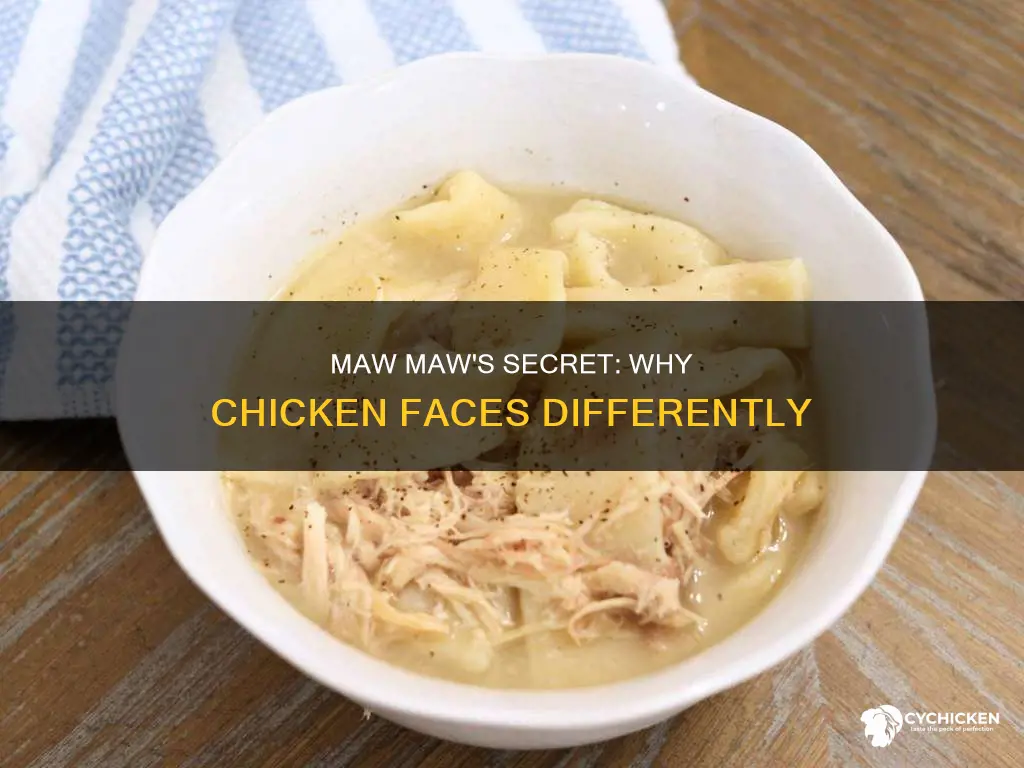 why does chicken face differnt way on maw maw pies