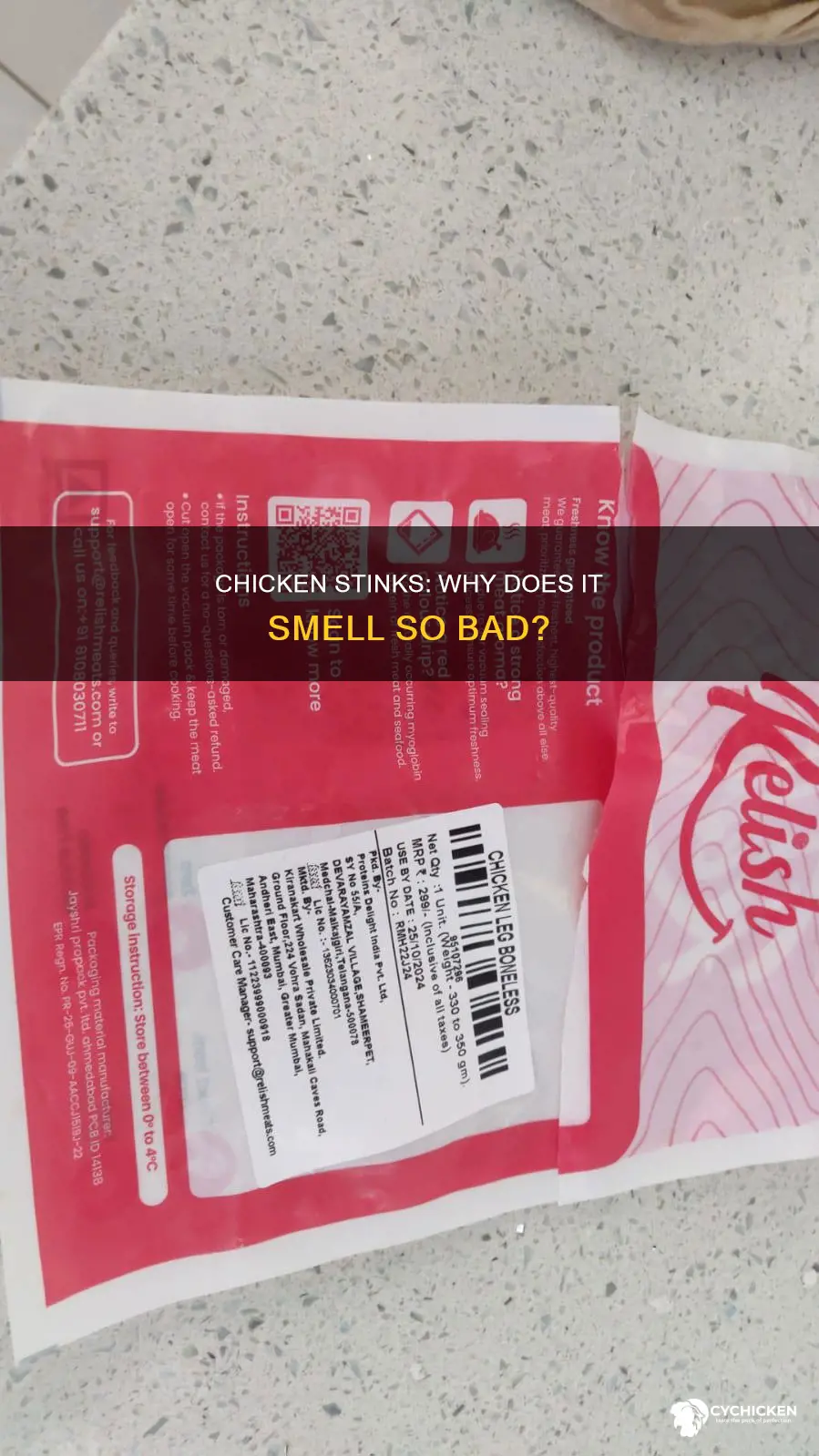 why does chicken smell when you open the packet