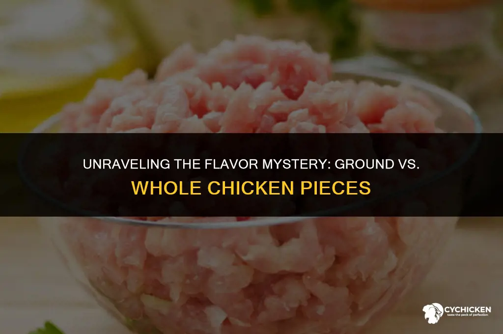 why does ground chicken taste different from whole pieces