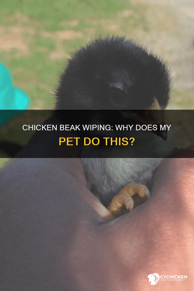 why does my chicken wipe her beak on me