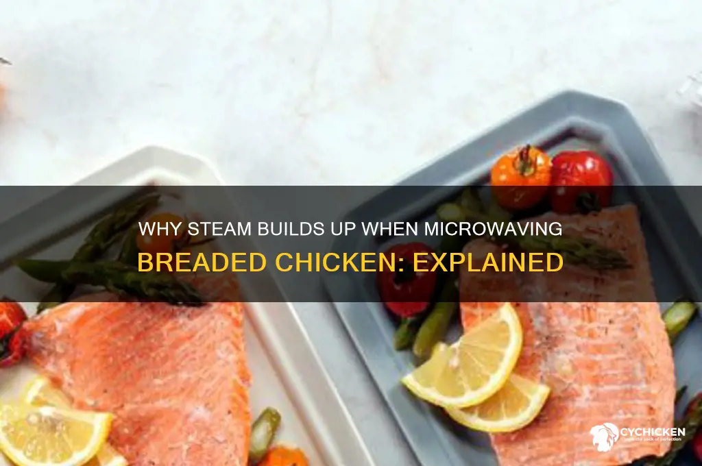 why does steam build up breaded chicken microwave