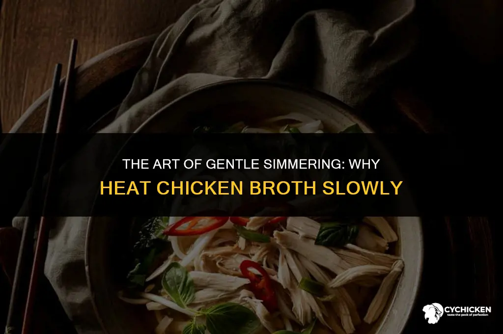 why heat chicken broth slowly
