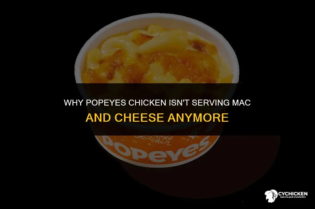 why poyepes chicken not serving mac and cheese