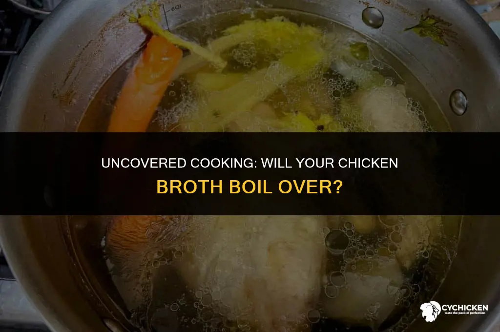 will chicken cook in broth uncovered